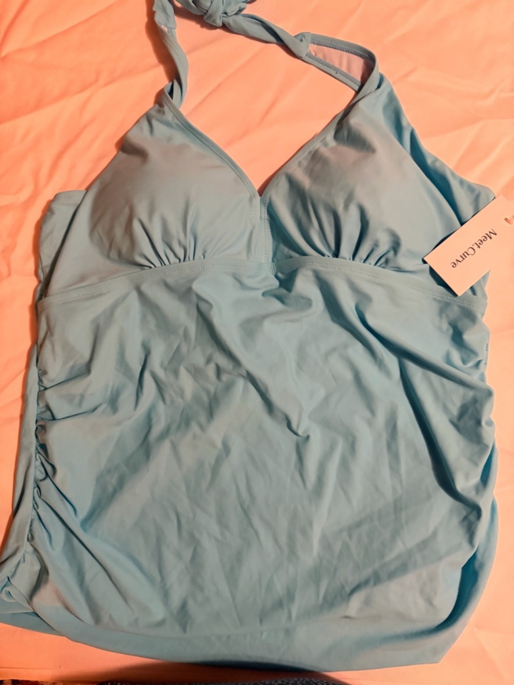 Mercane Light Blue Halter Tankini Swim Top